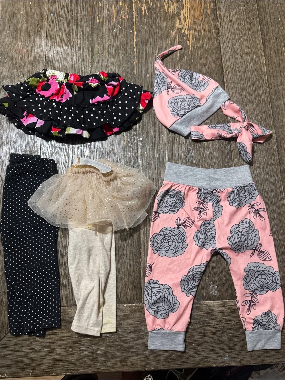 6-9M Baby Girl Accessories & Leggings Bundle | Headwraps, Tutu & Skirt